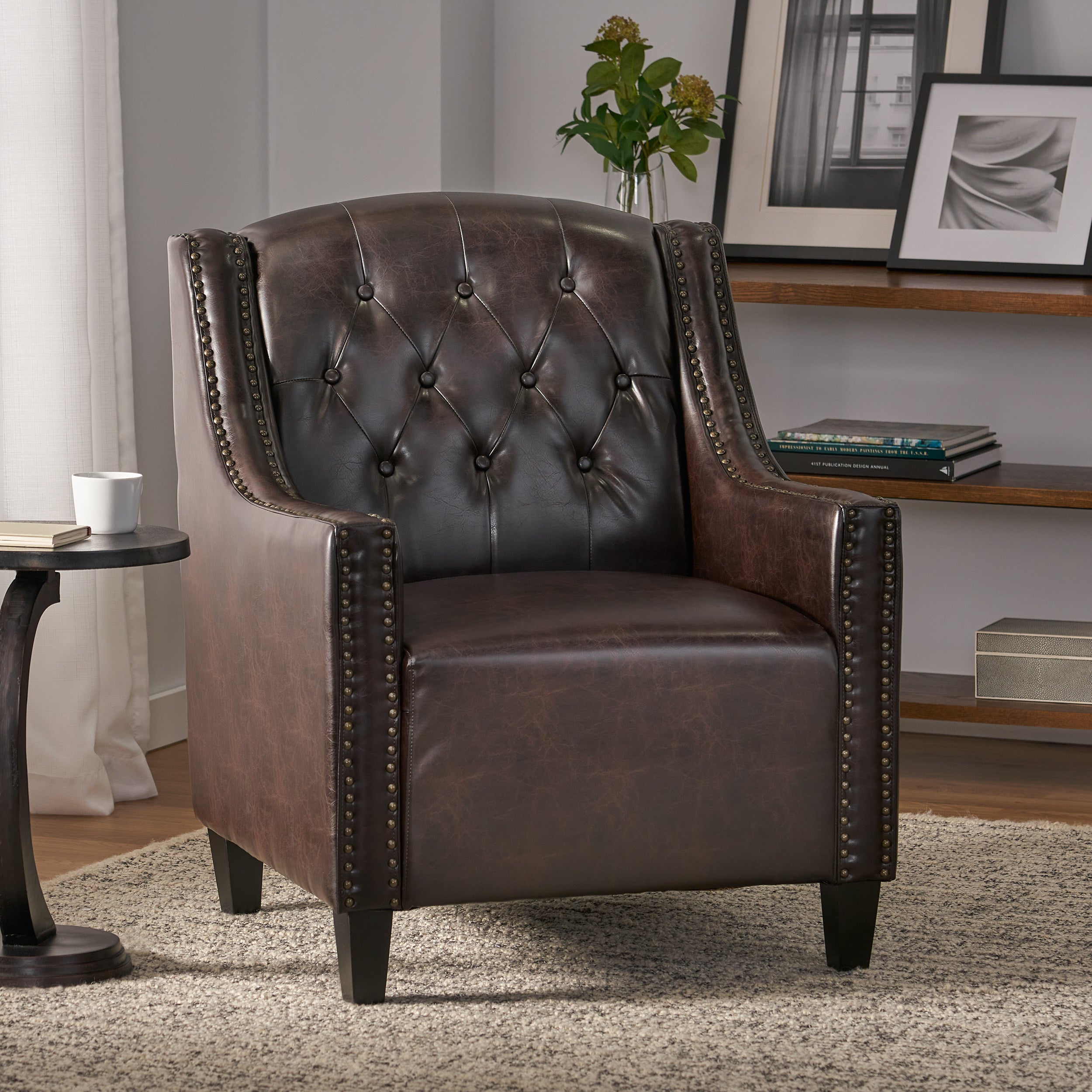 Nottingham Tufted Brown Leather Club Chair