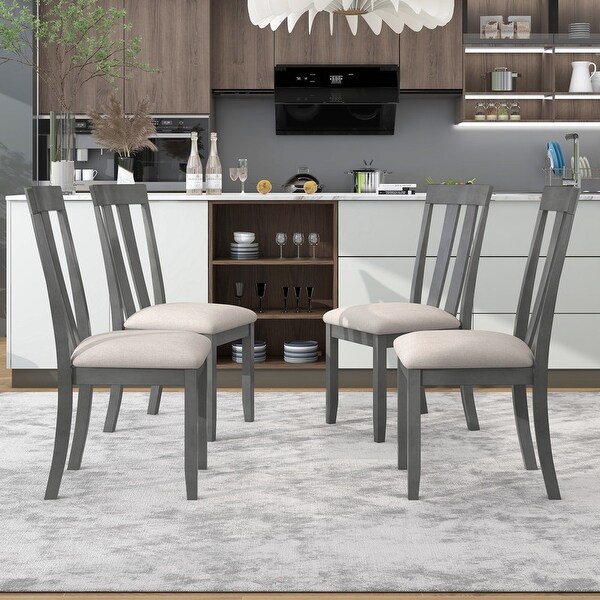 Set of 4 Dining Chairs Soft Fabric Dining Room Chairs with Seat Cushions and Curved Back