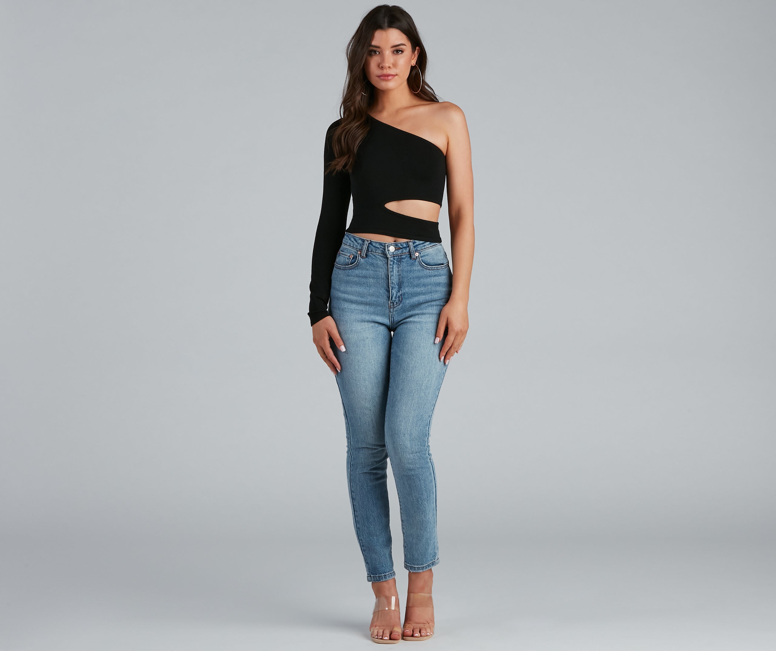 One Shoulder Allure Cutout Top