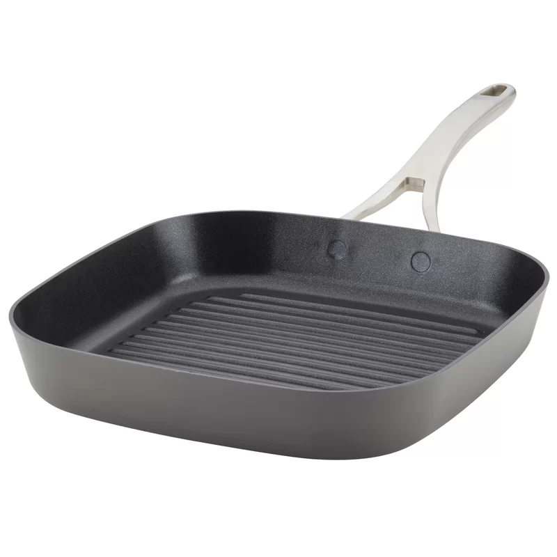 Anolon 81169 Allure Hard Anodized Nonstick Deep Square Griddle Pan/Grill， 11 Inch， Dark Gray