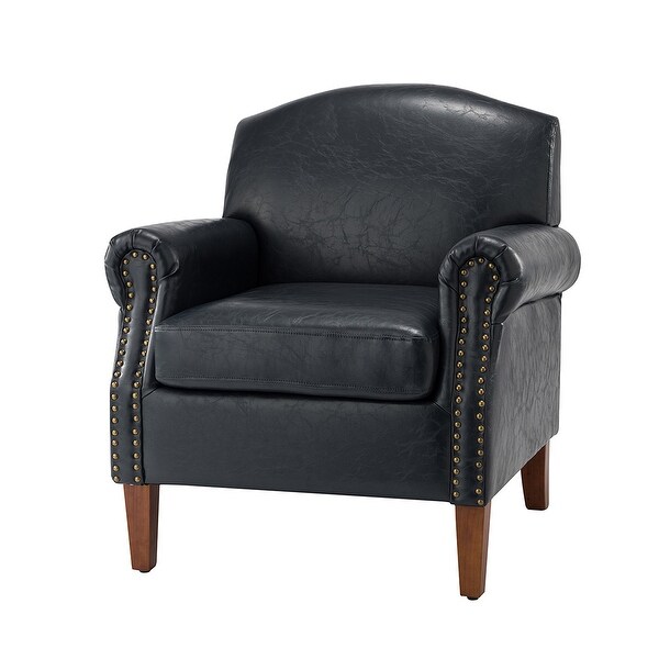 Giampiero Transitional Faux Leather Arm Chair with Nailhead Trim by HULALA HOME