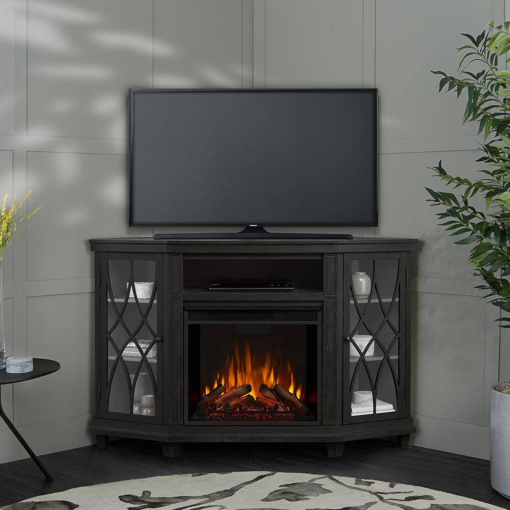 Real Flame Lynette 56 in. Corner Electric Fireplace in Gray 1750E-GRY