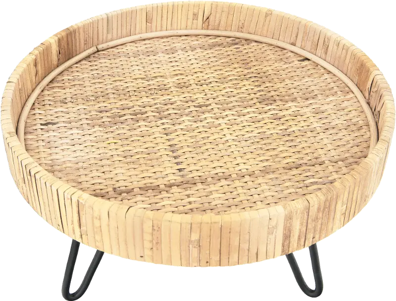 Decorative Woven Rattan Pedestal with Metal Feet