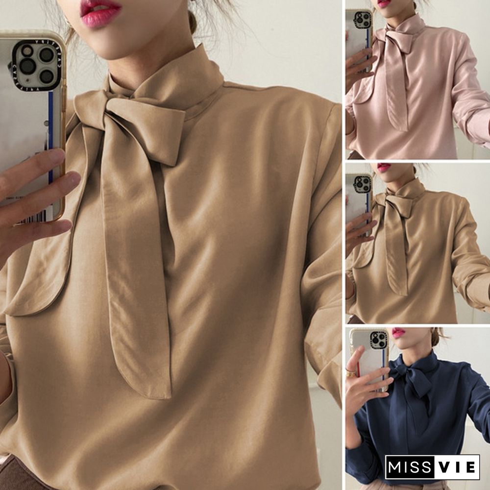 Women's Fashion Long Sleeve Elegant Party Blouse T-shirts Spring Autumn High Neck Pleated Tops Blusas Femininas S-5XL 2#