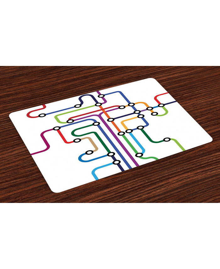 Ambesonne Map Place Mats Set of 4