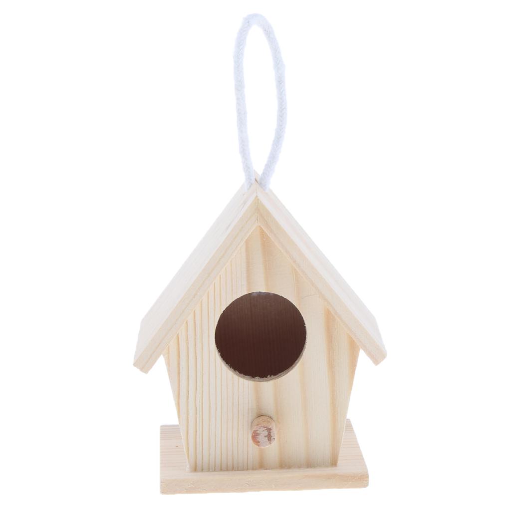 2Pcs Handmade Swing Unfinished Wood Birdhouse DIY Cage Bird House