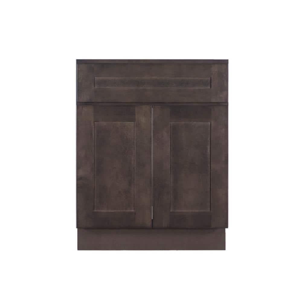 LIFEART CABINETRY Lancaster Shaker Assembled 24 in W x 21 in D x 33 in H Bath Vanity Cabinet with 2 Doors in Vintage Charcoal