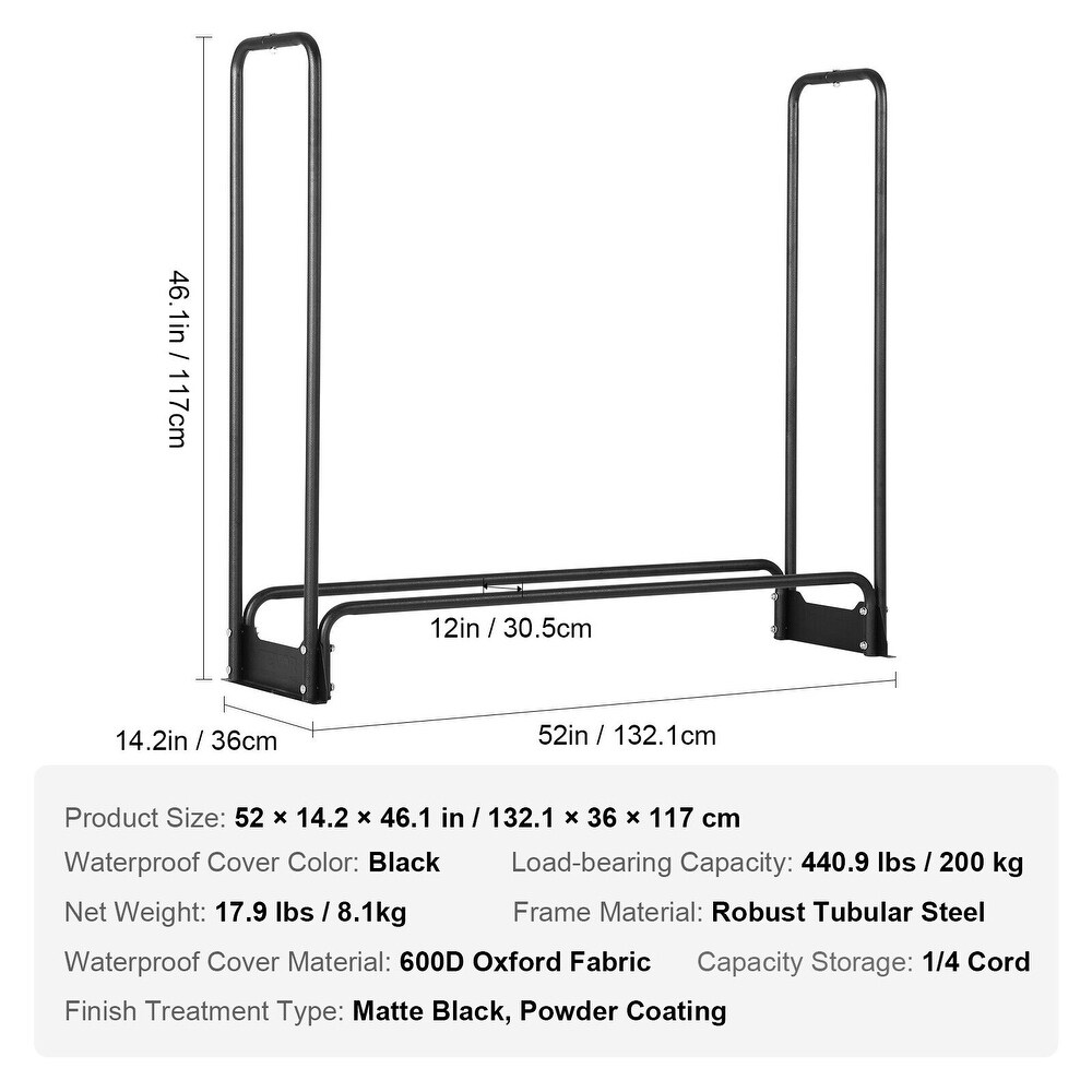 VEVOR 4.3ft Firewood Rack with Cover