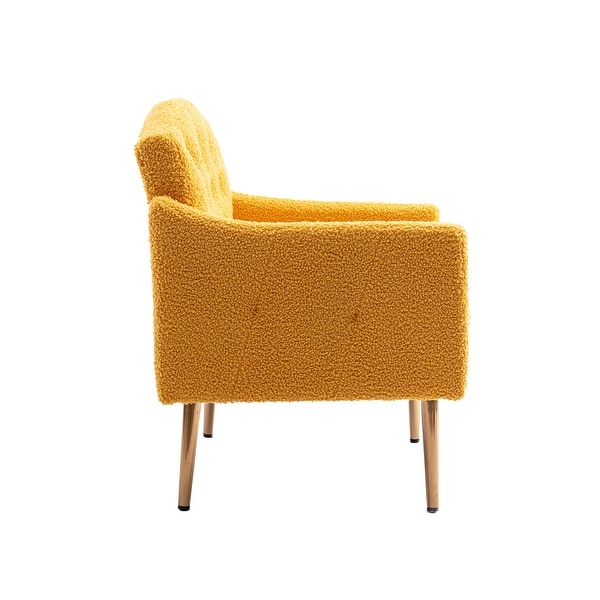 Teddy Fabric Upholstered Tufted Accent Chair With Rose Golden feet