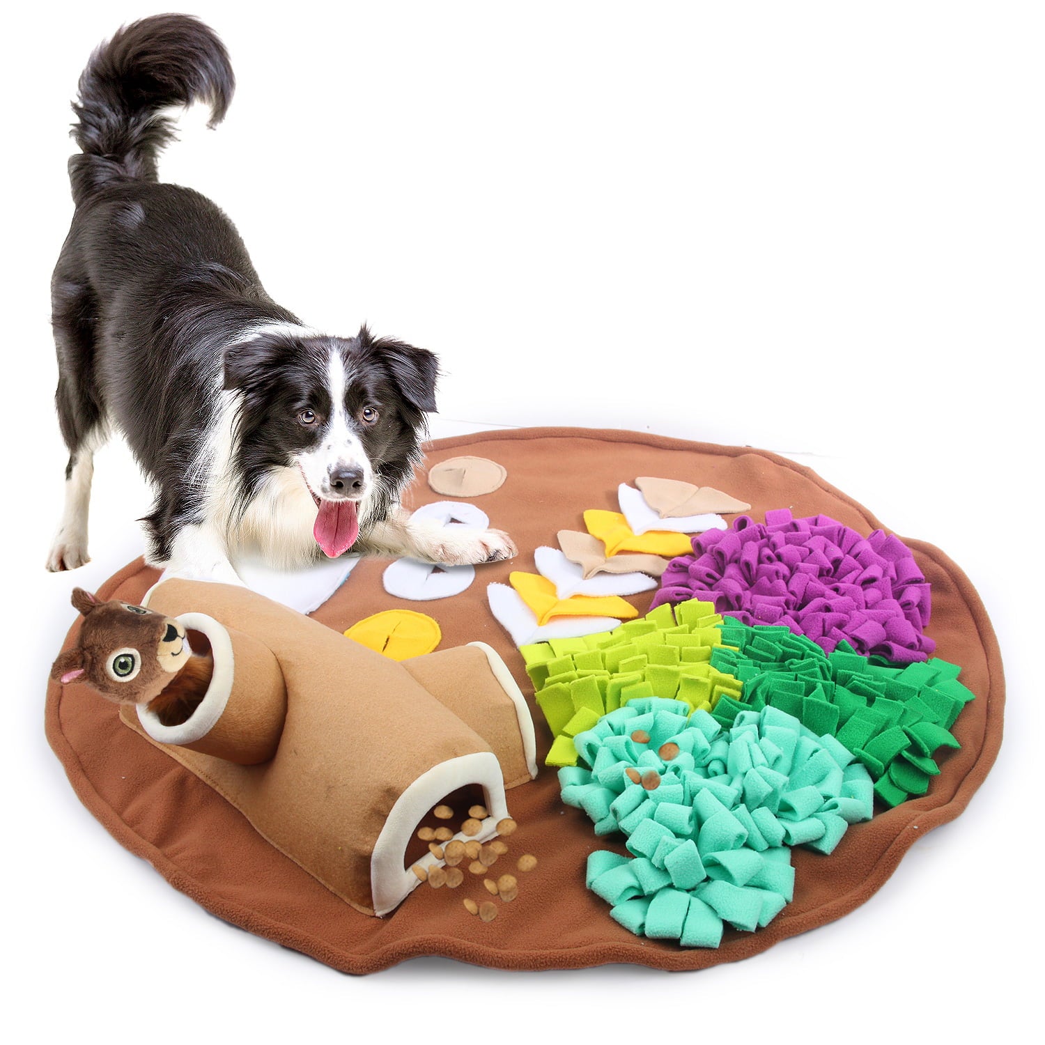 All For Paws Dog Snuffle and Feeding Mat with Training Toy， Squirrel