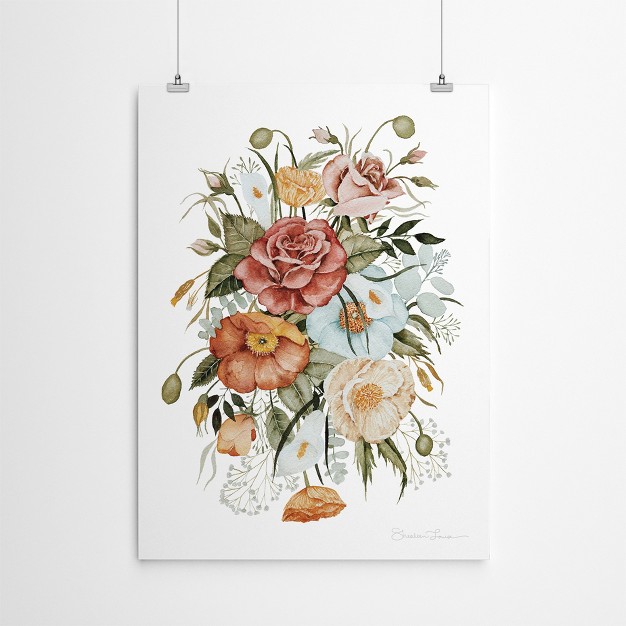 Americanflat Botanical Roses And Poppies By Shealeen Louise Poster Art Print