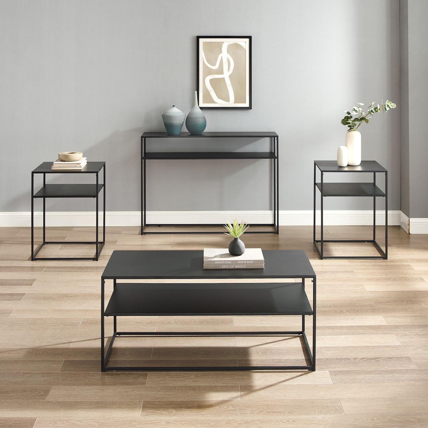 Crosley Braxton Coffee Table， End Table and Console Table 4-piece Set