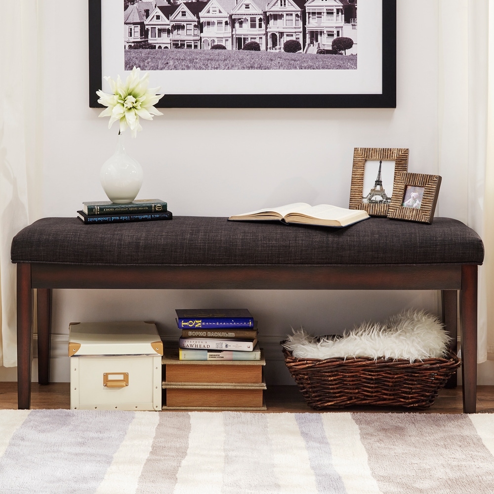 Hawthorne Upholstered Espresso Finish Bench by iNSPIRE Q Bold