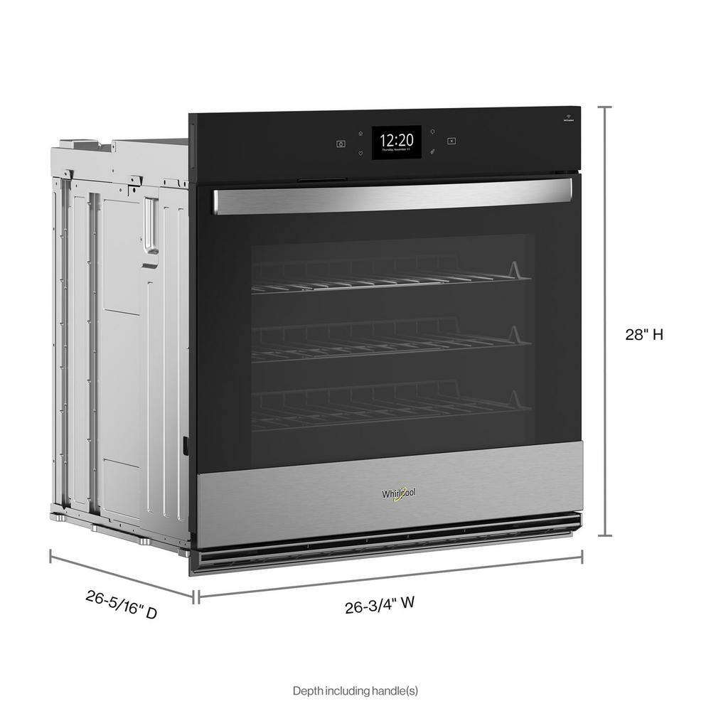 Whirlpool 27 in. Single Electric Wall Oven with True Convection Self-Cleaning in Fingerprint Resistant Stainless Steel WOES7027PZ