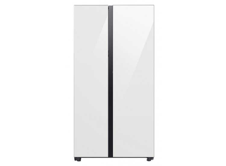  ADA Bespoke 28 Cu. Ft. White Glass Smart Side-By-Side Refrigerator With Beverage Center