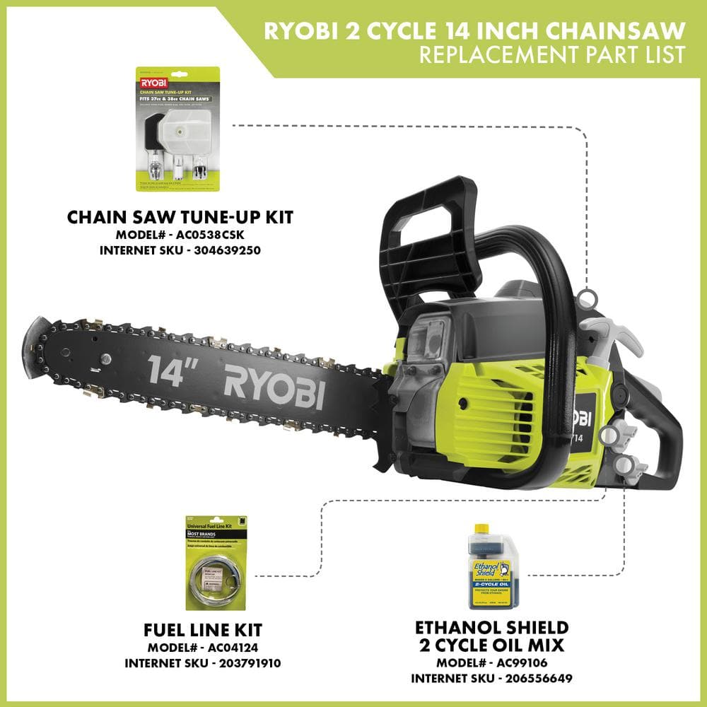 RYOBI 14 in. 37cc 2-Cycle Gas Chainsaw RY3714