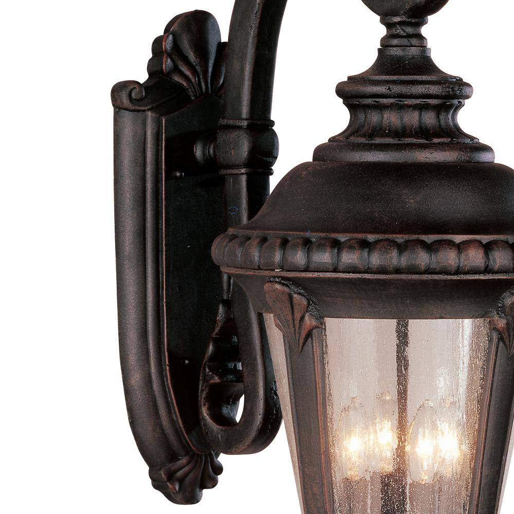 Bel Air Lighting Commons 4-Light Rust Lantern Outdoor Wall Light Fixture with Seeded Glass 5045 RT