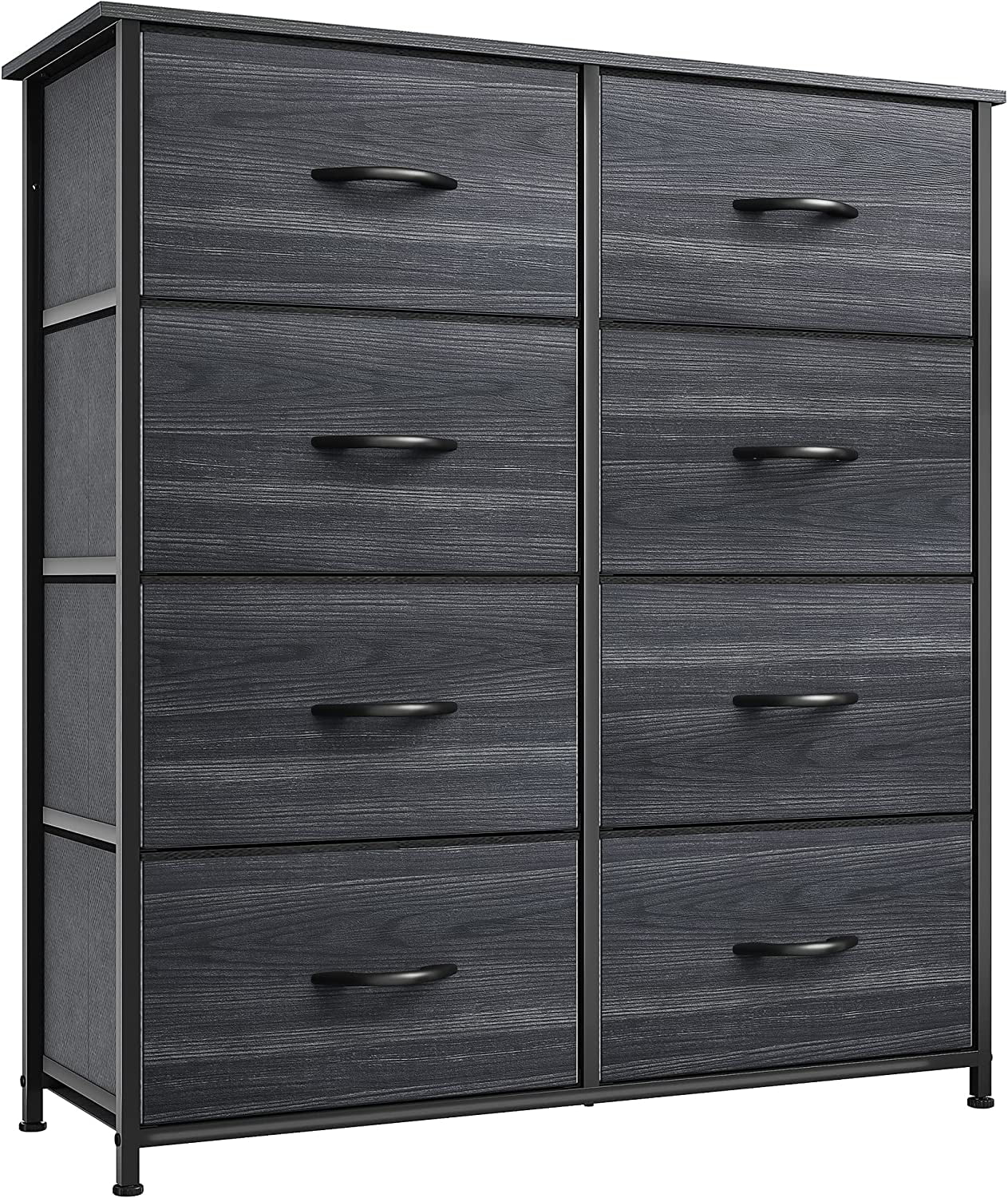 YITAHOME Dresser with 8 Drawers - Fabric Storage Tower, Organizer Unit for Bedroom, Hallway, Closets & Nursery - Sturdy Steel Frame, Wooden Top & Easy Pull Fabric Bins, Charcoal Black Wood Grain