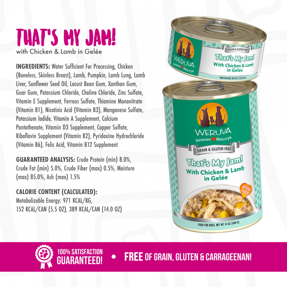 Weruva Thats My Jam Chicken and Lamb Canned Dog Food andndash; Pet Empire and Supplies