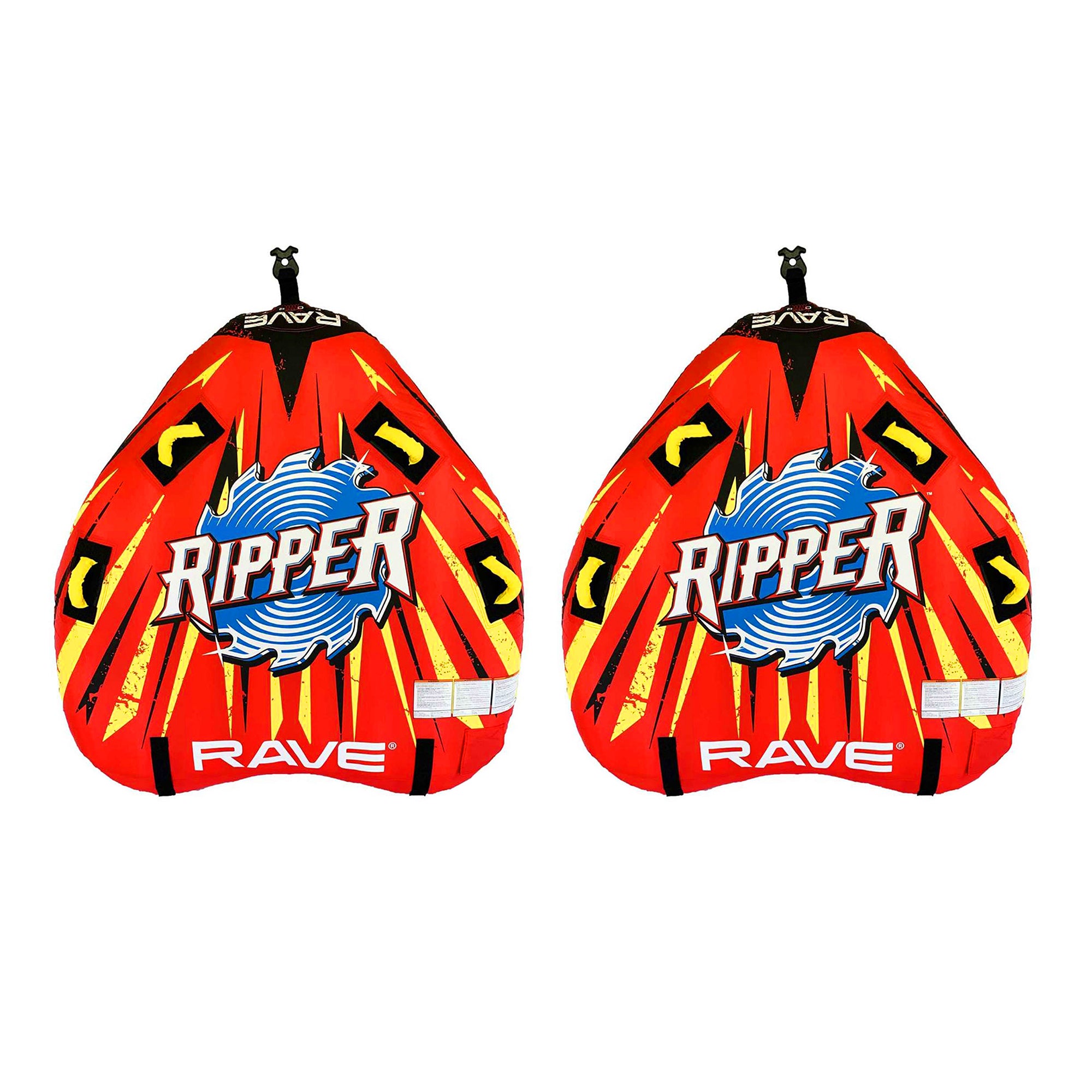 RAVE Sports Ripper 2 Rider Inflatable Towable Boat Floats， Red (2 Pack)