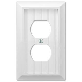 Hampton Bay Cottage 1-Gang White Single Outlet Duplex BMC Compound Wall Plate 269DWHB