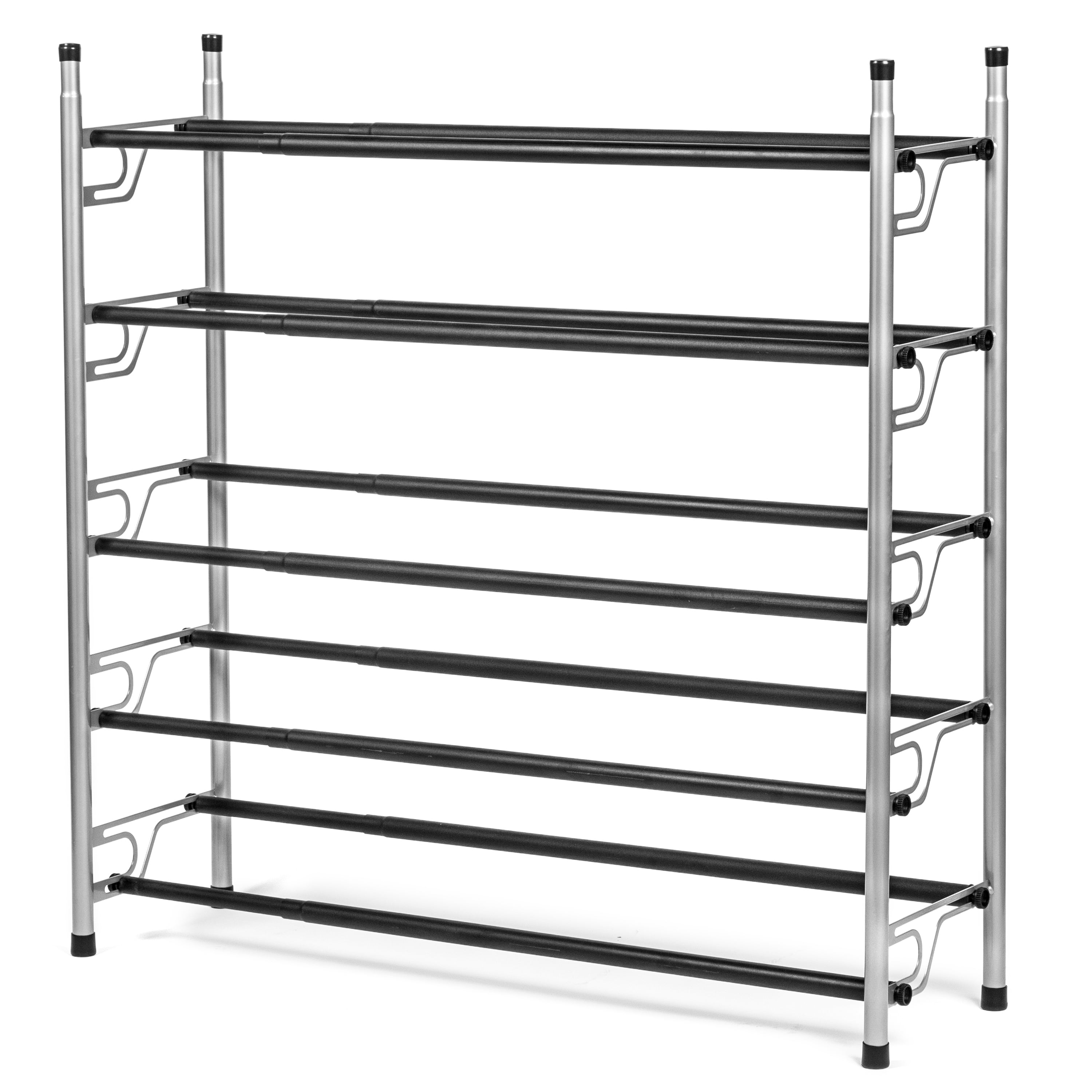 USTECH 5 Tier， Metal Shoe Rack， Expandable and Adjustable， Non Slip Surface， 25 Pairs