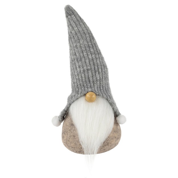 Beige And Gray Gnome With Knitted Hat Christmas Figure