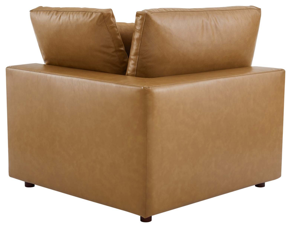 Commix Down Filled Overstuffed Vegan Leather Corner Chair   Contemporary   Armchairs And Accent Chairs   by ShopFreely  Houzz