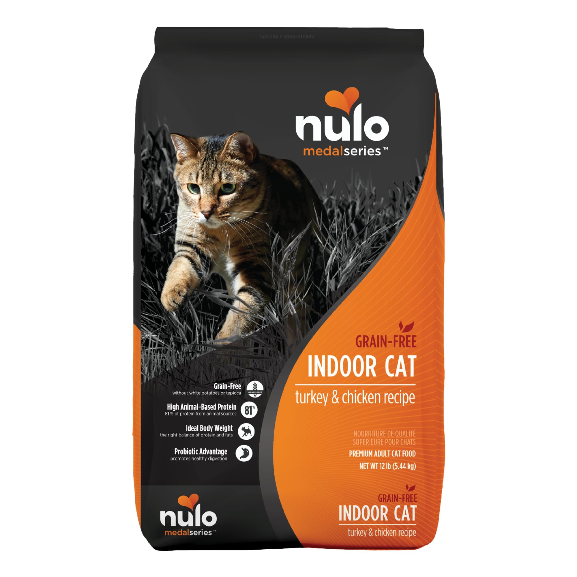 Nulo MedalSeries Grain-Free Turkey  Chicken Indoor Dry Cat Food， 12 lbs.