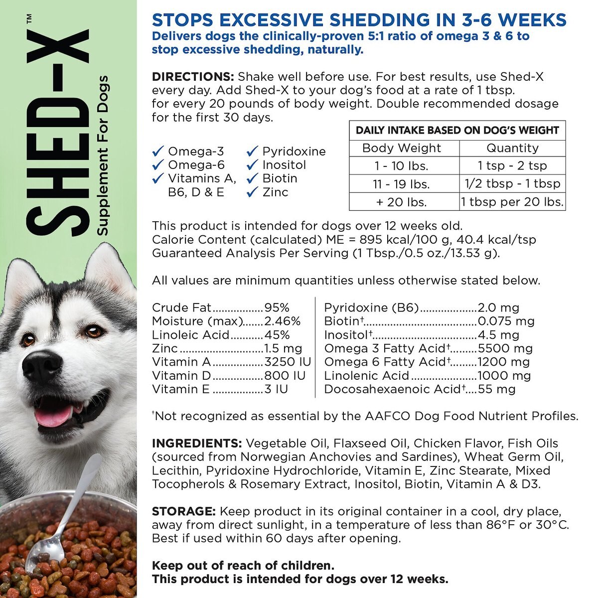 Shed-X Dermaplex Shed Control Nutritional Supplement for Dogs