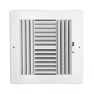 Venti Air 6 in x 6 in White Plastic Square 4 Way Supply Register for Duct Opening 6 in W x 6 in H HPS0606