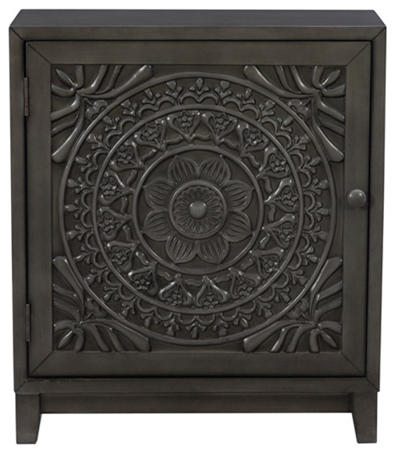 Linon Grace Wood Accent Cabinet in Dark Gray   Traditional   Accent Chests And Cabinets   by Homesquare  Houzz