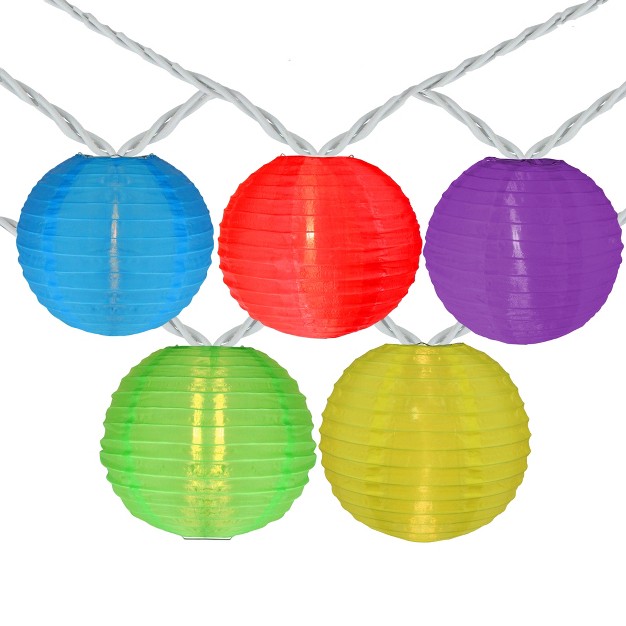 Northlight 10 count Multi color Round Lantern Patio String Light Set 7 25ft White Wire