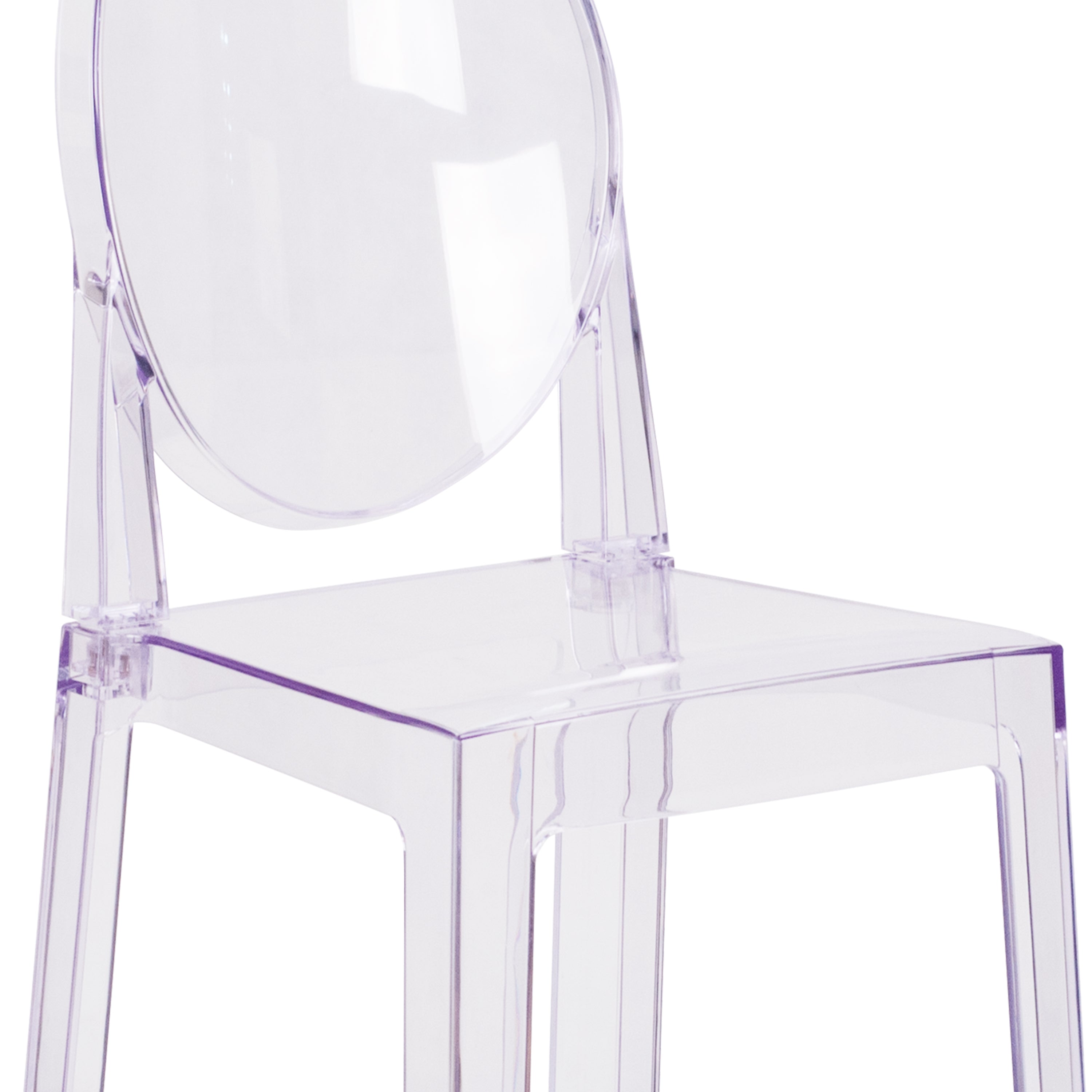 BizChair 4 Pack Ghost Counter Stool with Oval Back in Transparent Crystal