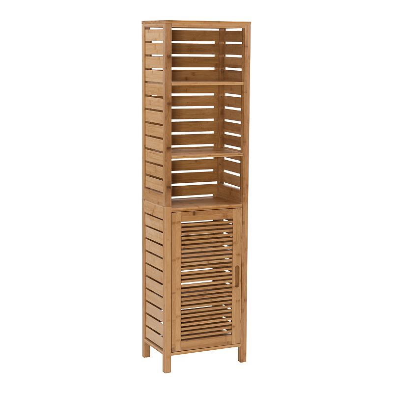 Linon Bracken Tall Bamboo Storage Cabinet