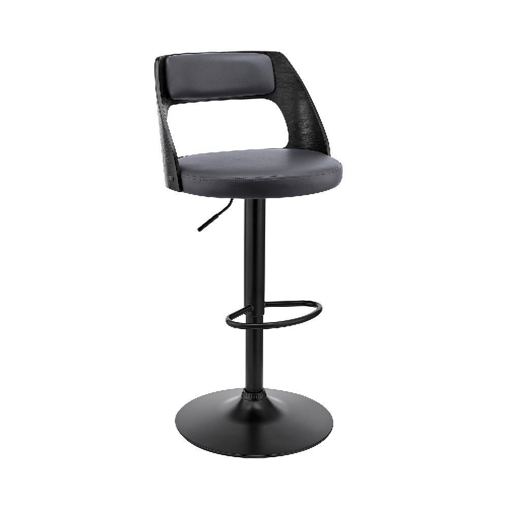 Adjustable Barstool with Open Design Wooden Back - 19 L X 19 W X 44 H Inches