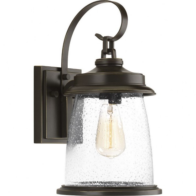 Progress Lighting Conover 1 light Medium Wall Lantern In Antique Bronze With Clear Seeded Glass Shade