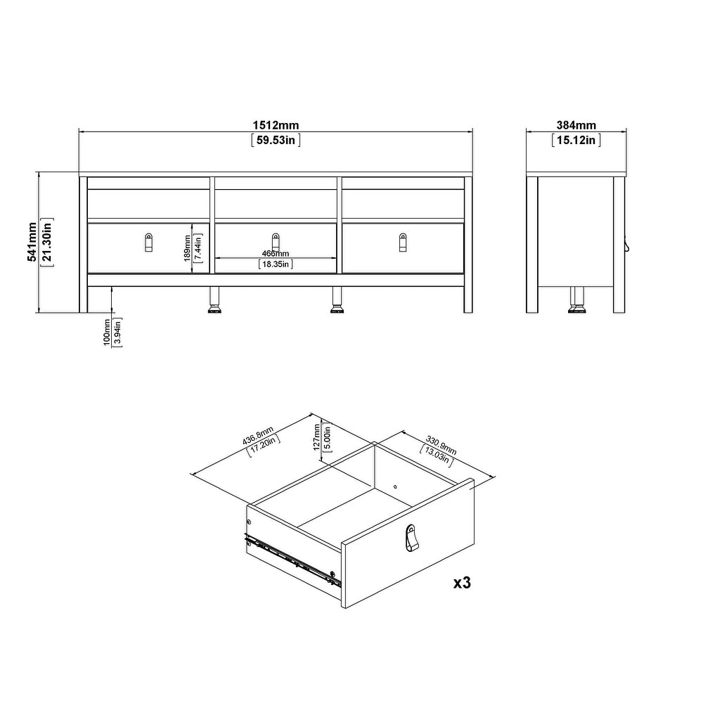 Porch   Den Madrid 3 Drawer TV Stand