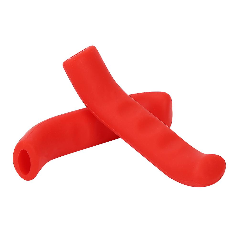 1pair Folding Bicycle Mountain Bike Handlebar Silicone Anti Skid  Grip Cover (red)