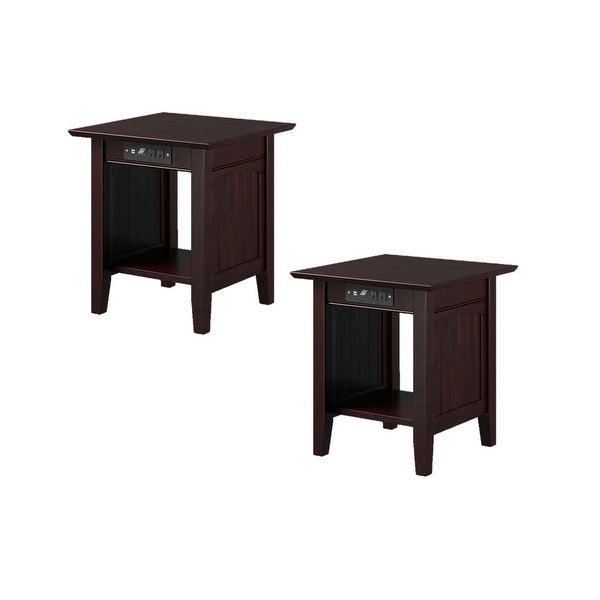 Nantucket Solid Wood End Table with USB Charger Set of 2