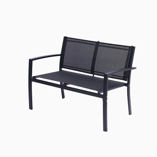 4 Pieces Black Outdoor Conversation Sets with Glass Coffee Table - Overstock - 37475800