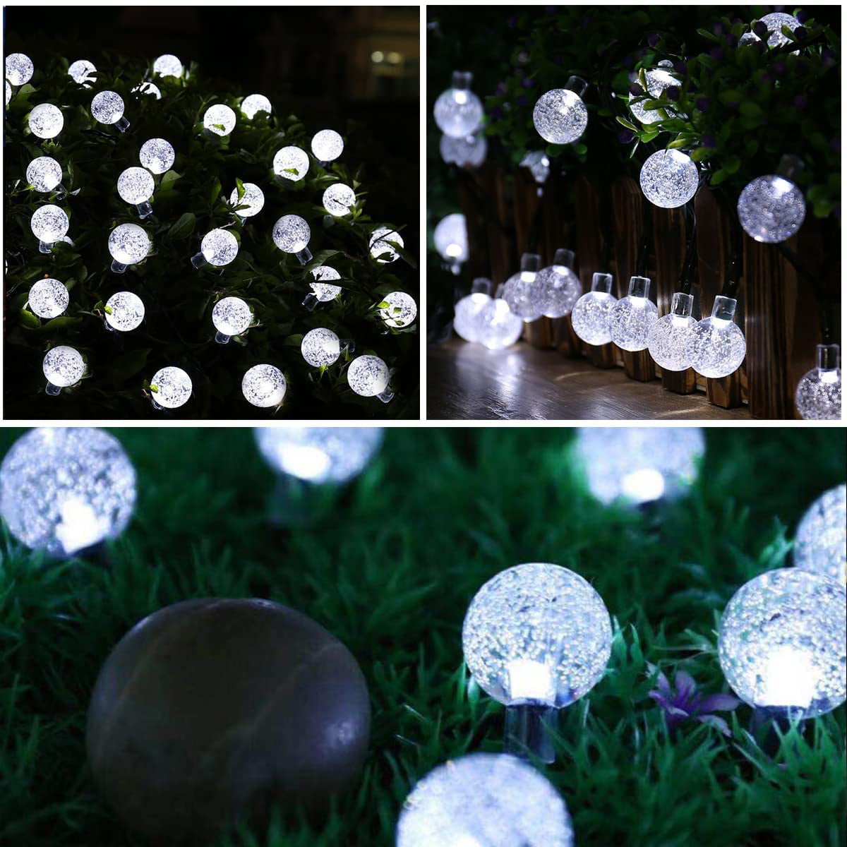 YEOLEH Solar String Lights,22Ft 40LED Waterproof Christmas Fairy Lights with 8 Modes for Gazebo Patio Trees Party Deco,White