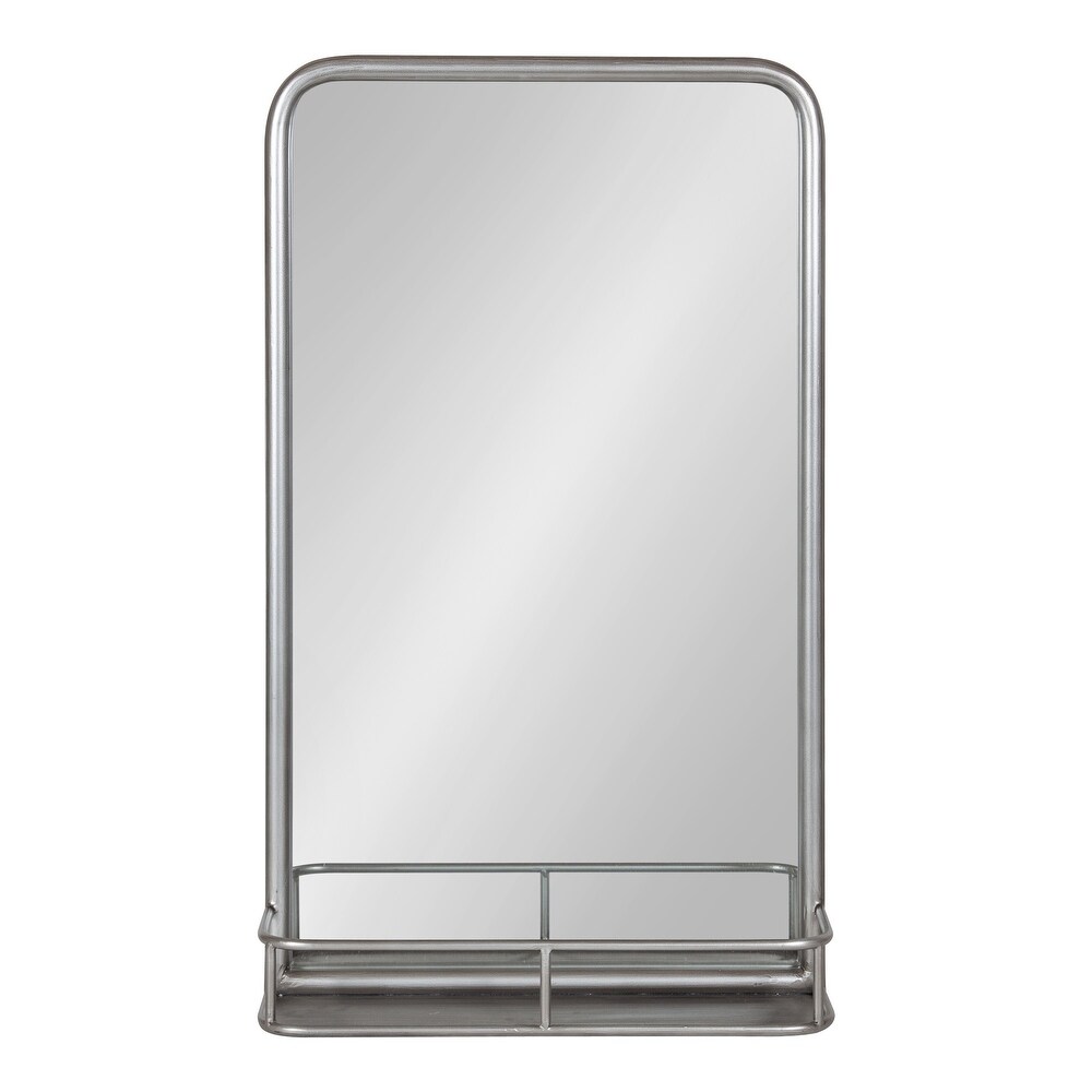 Kate and Laurel Estero Metal Framed Radius Rectangle Mirror with Shelf