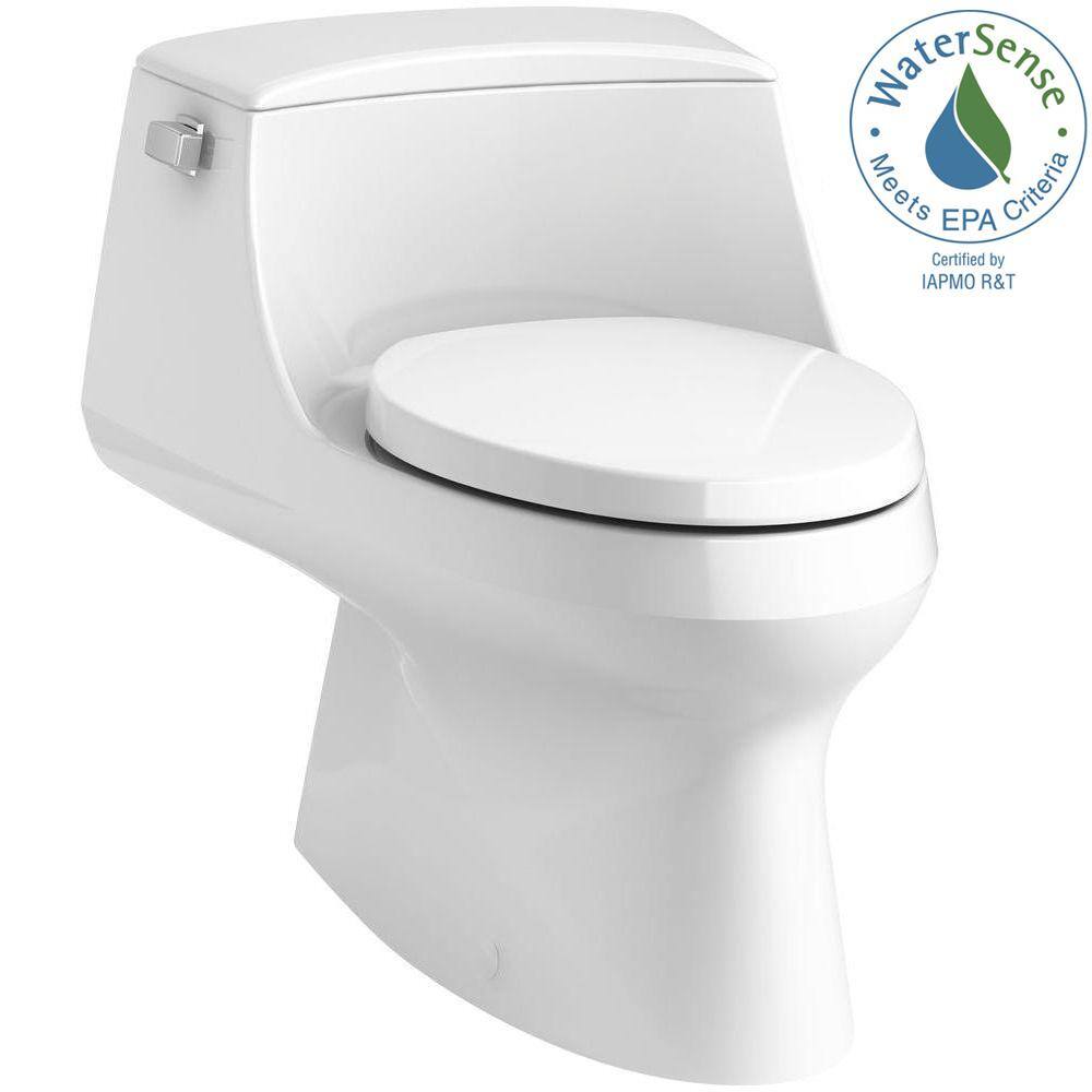 KOHLER San Raphael 1-Piece 1.28 GPF Single Flush Elongated Toilet with Left-Hand Trip Lever in White K-3722-0