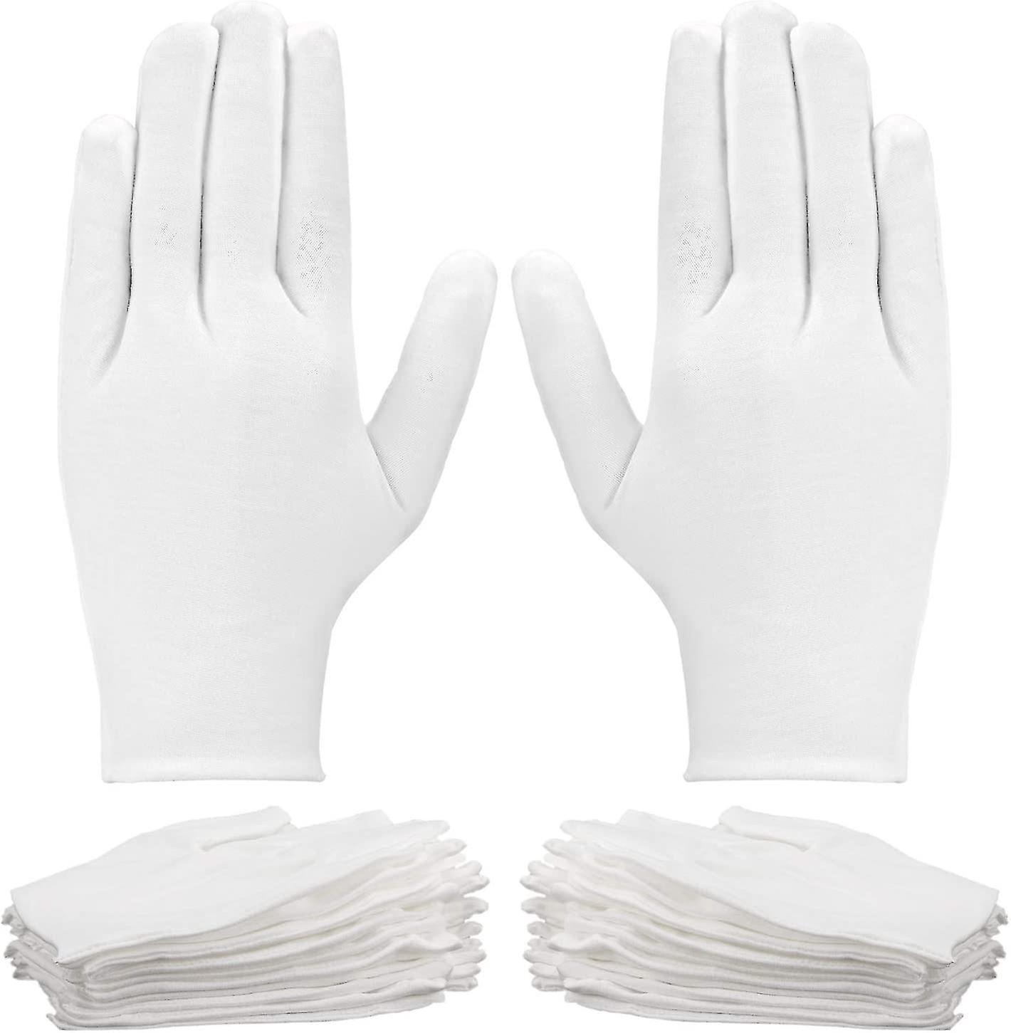 12 Pairs White Cotton Gloves Women Men Cloth Gloves For Heilwiy Eczema， Dry Hands