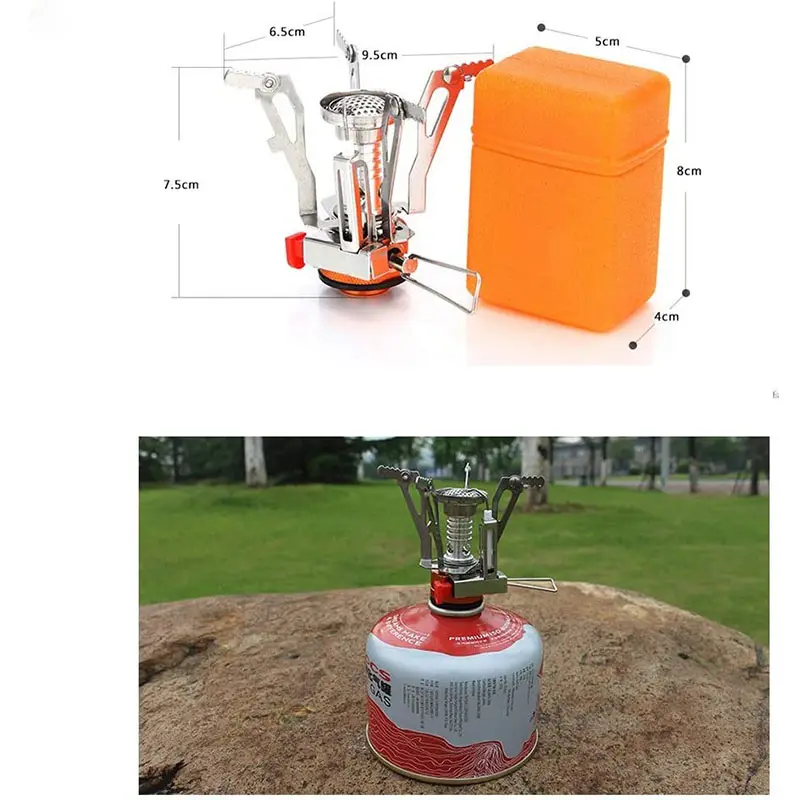 Portable Camping Stoves Backpacking Stove with Piezo Ignition Stable Support Wind Resistance for Outdoor Camping Hiking Cooking