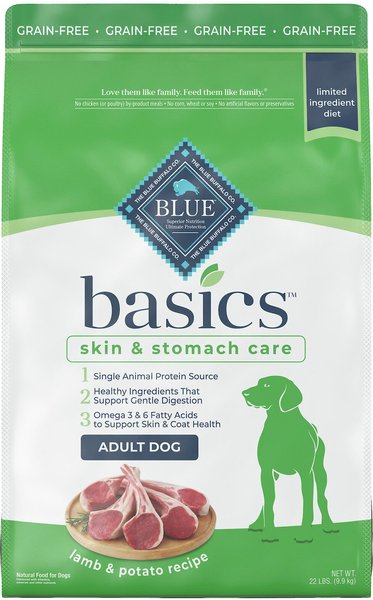 Blue Buffalo Basics Skin and Stomach Care Grain-Free Formula Lamb and Potato Recipe Adult Dry Dog Food