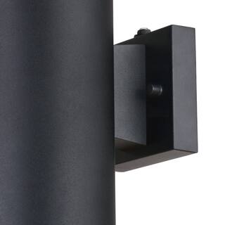 VAXCEL Chiasso Aluminum 2 Light Dusk to Dawn Black Contemporary Outdoor Cylinder Wall Light T0653