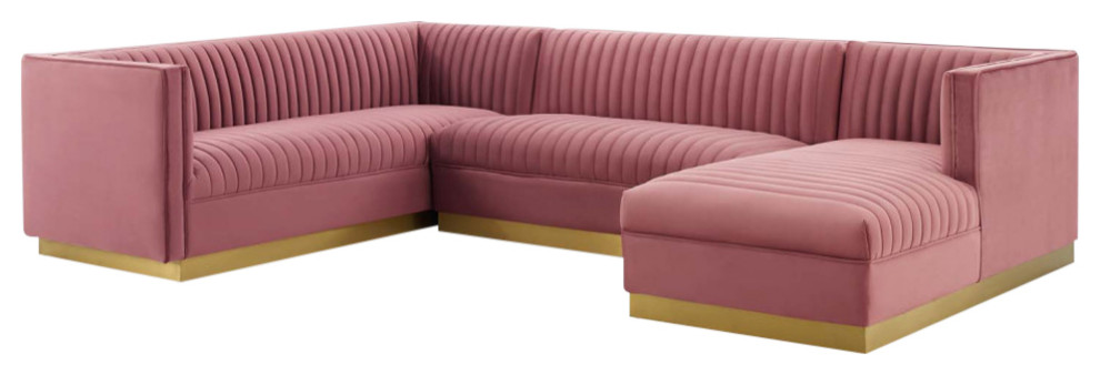 Sanguine 3 Piece Performance Velvet Sectional Sofa Set   Contemporary   Sectional Sofas   by Modway  Houzz