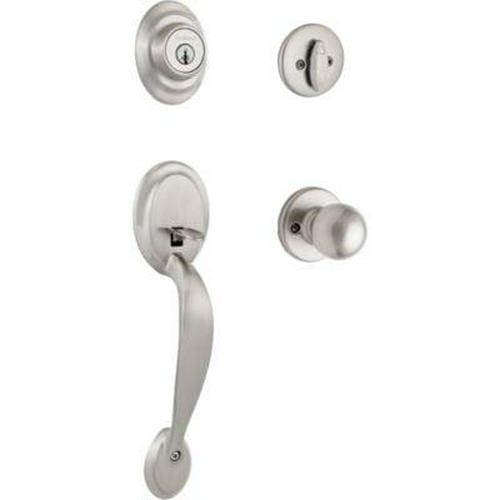 Kwikset Dakota Sgl Cyl Handleset w/Polo Door Knob in SN Handle Sets